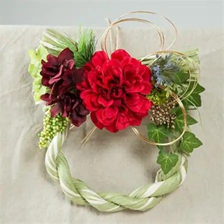 年中飾れるお正月しめ縄飾り(アートフラワー)A_花・観葉植物 造花・プリザーブドフラワー 花 _【1418571】