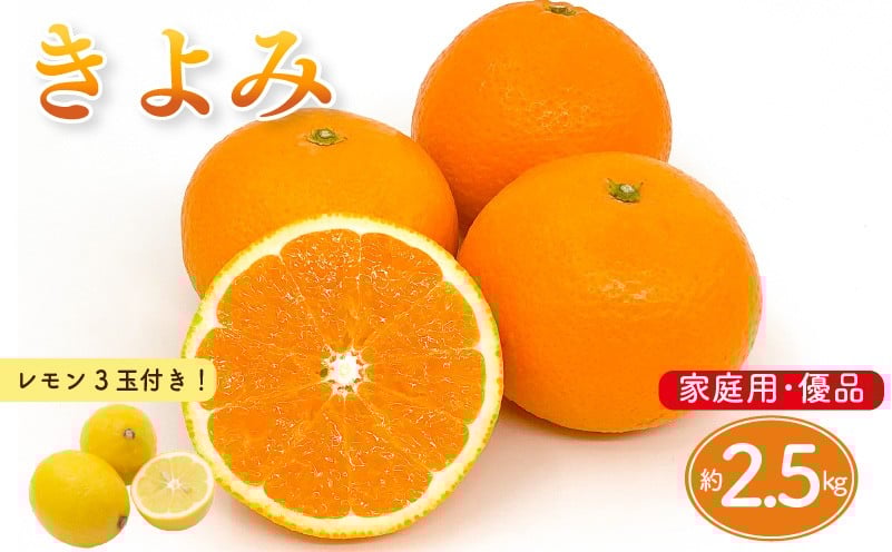 
            【先行予約】 きよみ  家庭用(優品) 約2.5kg ＆ 瀬戸内海の島レモン3玉 | みかん オレンジ ミカン mikan 柑橘 かんきつ レモン 檸檬 れもん フルーツ 【2026年3月中旬頃から発送予定】みかん 愛媛みかん えひめみかん 愛媛ミカン mikan みかん 新鮮 柑橘 ふるーつ 果物 くだもの 農家直送 産地直送 期間限定 愛媛県 松山市 ココオ Koko'o 
          