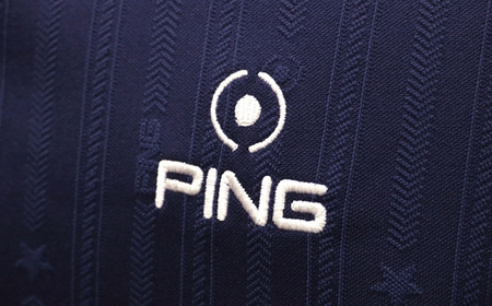 PING ストライプジャカード半袖ポロシャツ ゴルフウェア ピンGOLF 621-6160307【ネイビー/LLサイズ】