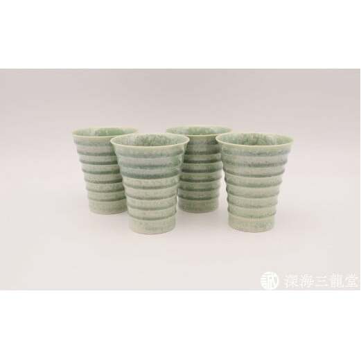 有田焼 鶯玉フリーカップ（段付杯）桐箱入 / 真右エ門窯【深海三龍堂】ビアグラス ビールコップ 焼酎グラス 焼酎コップ 晩酌 酒器 A20-563_イメージ5