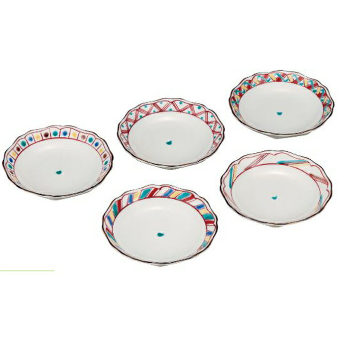 【ふるさと納税】4号皿揃・色絵絵変り(5枚セット） a01 民芸品 工芸品