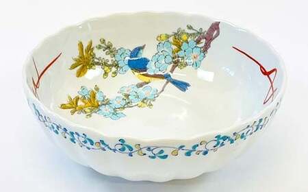 九谷焼 鉢 桜に鳥 伝統 工芸品 装飾品 盛り鉢 テーブルウェア 食器 プレゼント ギフト 贈り物 石川県 加賀市 F6P-2858