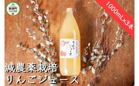 [1431]信州 飯綱町産　りんごジュース　1000mL×3本　果汁100％　※沖縄および離島への配送不可　カネツ農園　エコファーマー認定　長野県飯綱町
