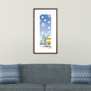 【絵画】 和紙アート 「京の冬(金閣寺と雪)」 額装サイズ 300mmx600mm 阿波紙 【 ピエゾグラフ 和紙 額入り 額縁付 アート インテリア 現代版画 絵画 版画 贈り物 贈答 プレゼント 