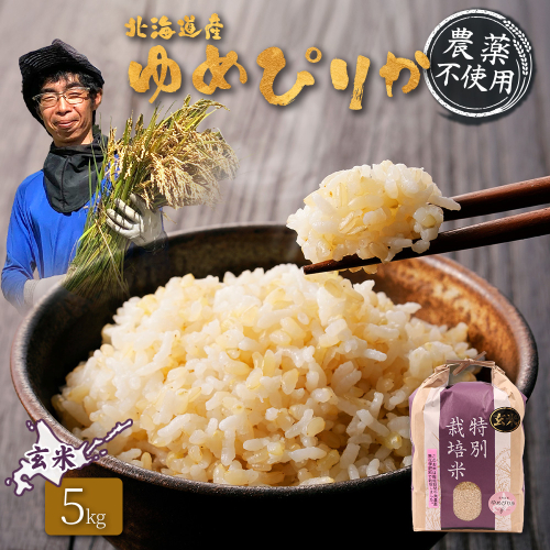 【2025年産】北海道産 特別栽培米 ゆめぴりか 玄米 5kg （無化学肥料・農薬不使用）【25137】