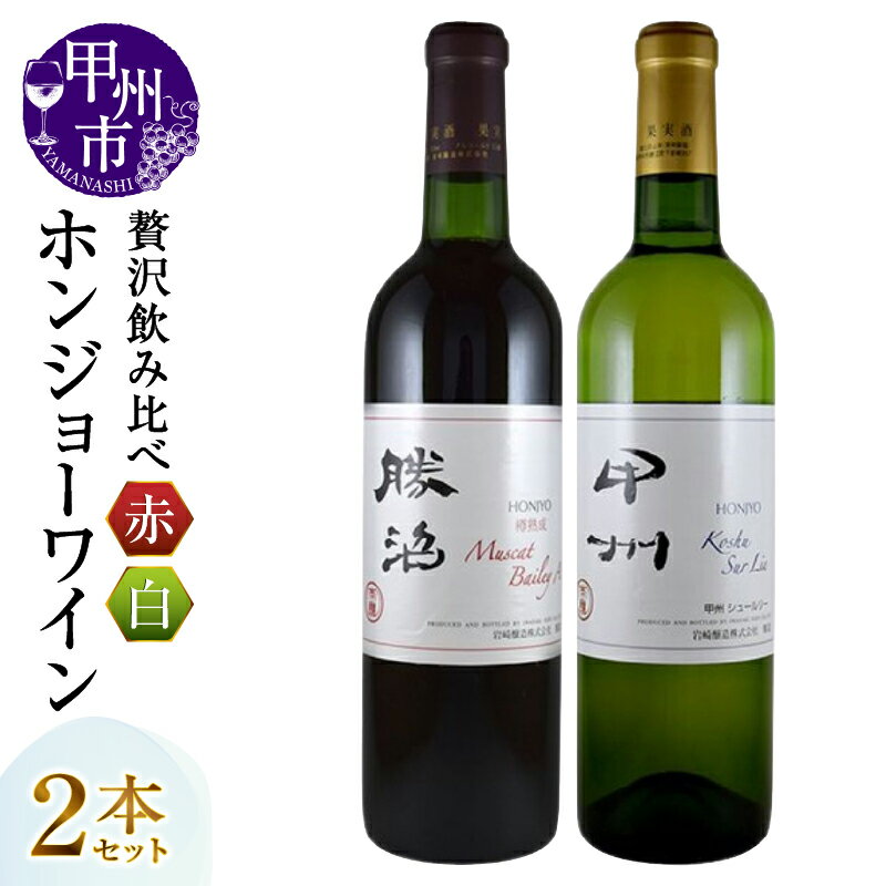 【ふるさと納税】 ワイン セット ホンジョーワイン 赤ワイン 白ワイン 計2本 飲み比べ 贅沢 マスカット・ベーリーA勝沼 樽熟成 甲州シュール・リー ミディアム 辛口 母の日 父の日 記念日 ギフト 山梨県 甲州市 (MG) 【B15-699】
