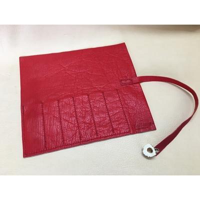 ふるさと納税 南箕輪村 【鹿革】 ロールペンケース(赤)