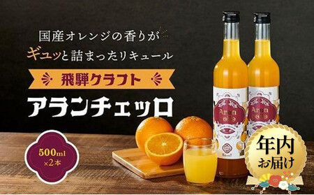 【12月配送】飛騨クラフト アランチェッロ 500ml 2本セット |年内発送 リキュール 酒 お酒 飛騨高山 有限会社森瓦店 MM011VC12