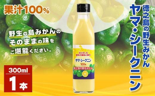 鹿児島県 徳之島のヤマ・シークニン（シークヮーサー）100％ 果汁 1本（300ml） みかん 蜜柑 ミカン シークヮーサー 1本 鹿児島 徳之島
