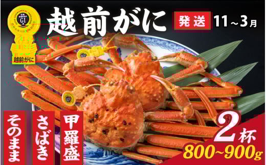 【先行予約】選べる！美味しさ直送【成前特選】 越前がに（800g～900g）×2杯【11月～3月発送】捌き  [O-028049_08]