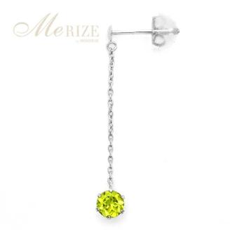 ピアス 天然 ペリドット 4.0mm ペア スタッド チェーン ブラタイプ ダブルロックキャッチ グリーン【pt900】P-138（KRP）E6-1412