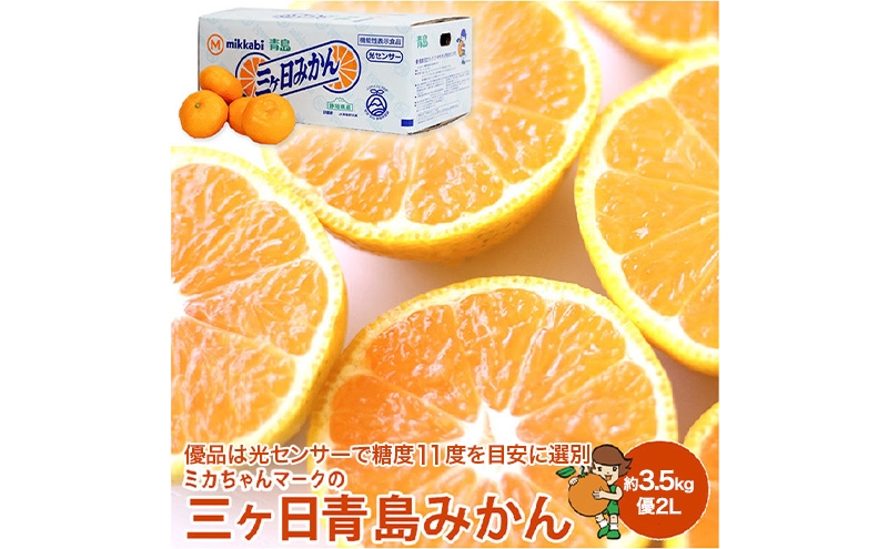 
                  ミカちゃんマークの三ヶ日青島みかん 優2L 約3.5kg（目安：約20個） みかん ミカン 果物 フルーツ 静岡 浜松市 [№5360-1113]
                