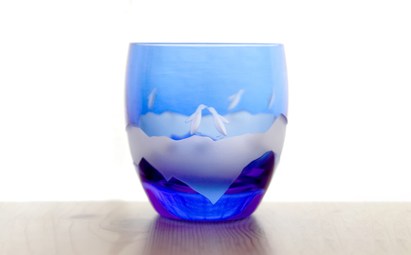 浅草切子 aquatic「Penguin Couple 丸オールド青藍」_0012-072-T07