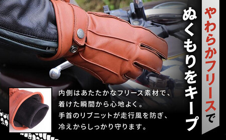 【デグナー】ウィンターグローブ [WG-34]ブラウン〈2XLサイズ〉［ 京都 八王子 革 手袋 レザー グローブ バイクギア ブランド 大好評 人気 おすすめ 牛革 ツーリング ライダー バイカー 