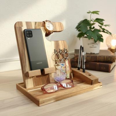 ふるさと納税 越谷市 木製マルチスタンドスマホ&amp;小物整理