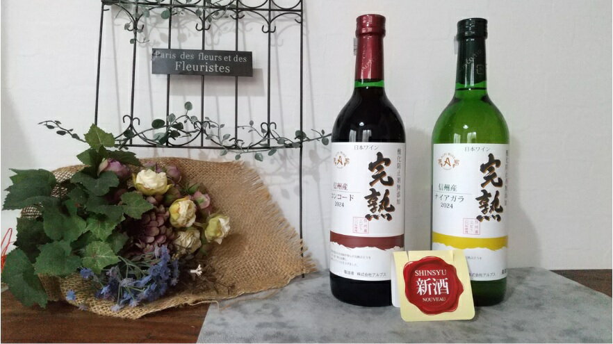 【ふるさと納税】アルプスワイン ヌーボー コンコード＆ナイヤガラ 赤 白2本セット | ワイン 赤 白 アルプスワイン コンコード ナイヤガラ 長野県 塩尻市