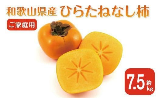 【2025年9月下旬以降発送】 ◆先行予約◆ 和歌山県産 平核無柿＜ご家庭用＞約7.5kg 満杯詰め  柿 種無し たねなし ひらたね 訳あり ［MG87］