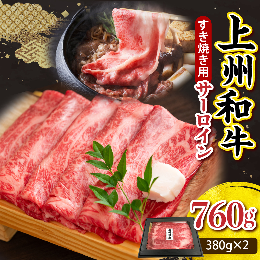 上州和牛（サーロイン）すきやき・焼肉用　約760g(380g×2ｐ） 群馬県 千代田町 ch048-001