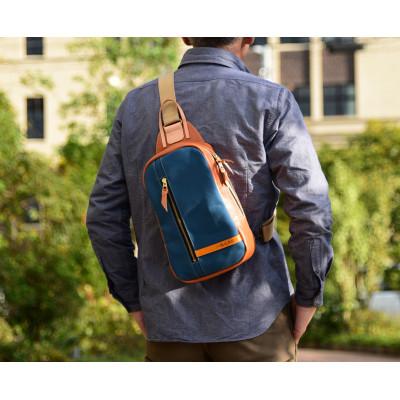 ふるさと納税 近江八幡市 ハンドメイド　上質な素材で作った大人のワンショルダーバッグ　琵琶湖ブルー |  | 03