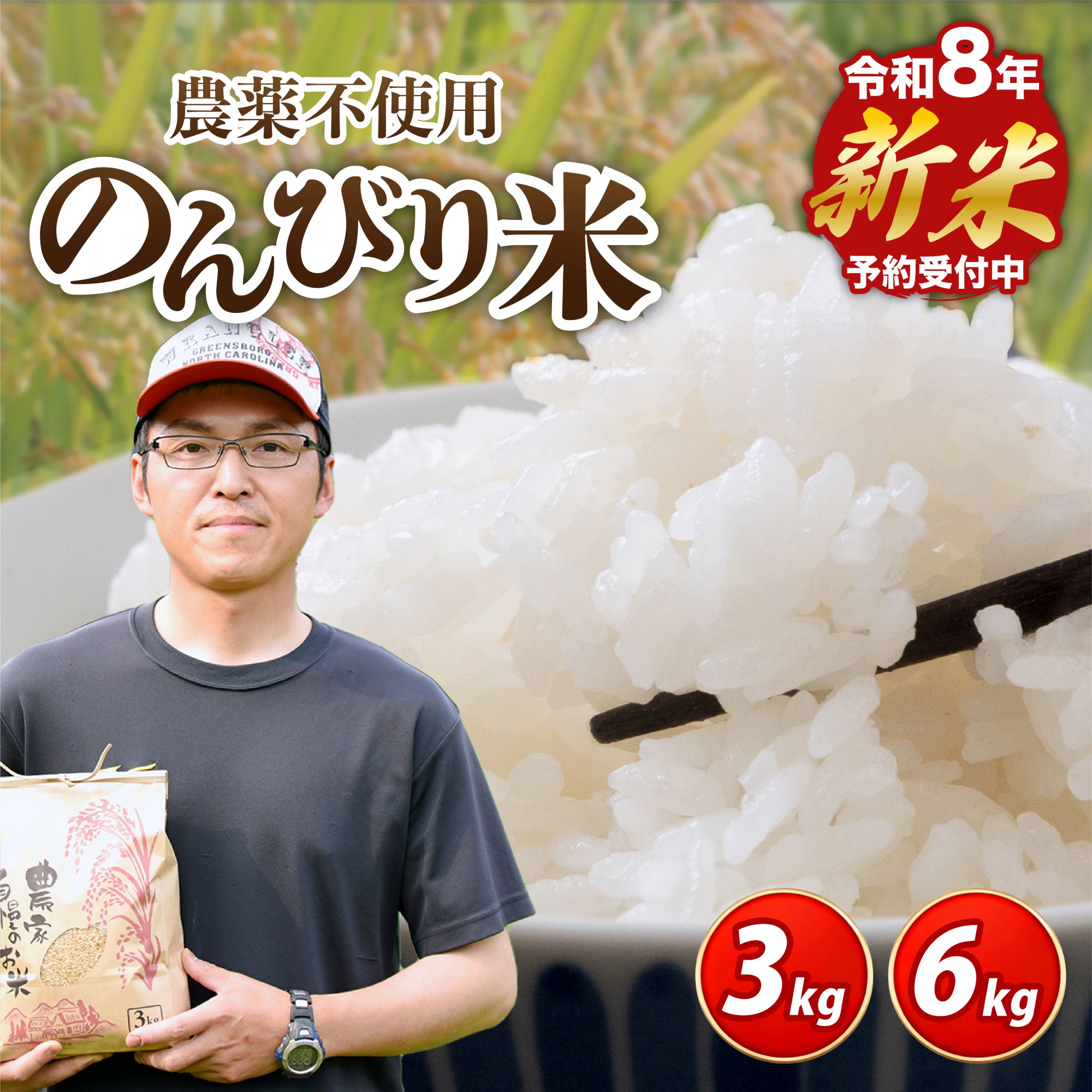【ふるさと納税】【予約受付】令和8年産・新米 のんびり米 3kg/6kg 令和8年産 南小国産 新米 米 白米 玄米 3kg 6kg 玄米対応可能 3kg 2袋 ご飯 ごはん お米 無農薬 農薬不使用 産地直送 河津農林 熊本 阿蘇 南小国町 送料無料