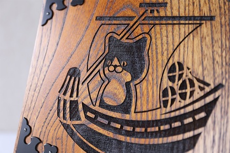 SE0223　ねこけしプレート（欅）1枚