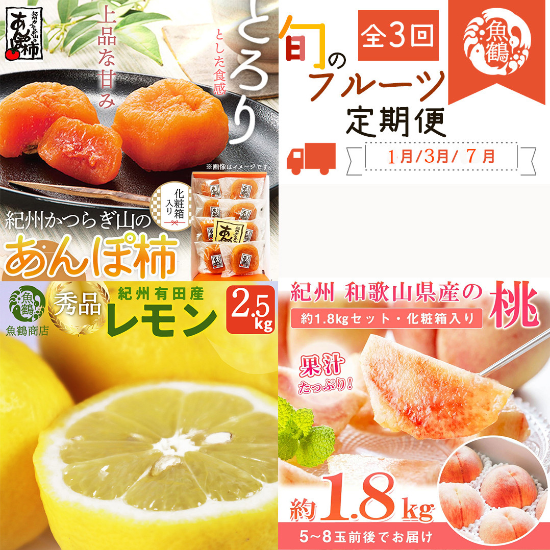 
                  【全3回】紀州和歌山産旬のフルーツセット(あんぽ柿・レモン・桃)【UT65】【tkb391】
                
