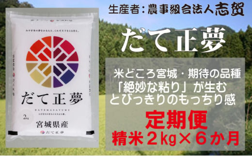 【6ヶ月定期便】宮城県岩沼市産 だて正夢 精米2kg [№5704-0806]