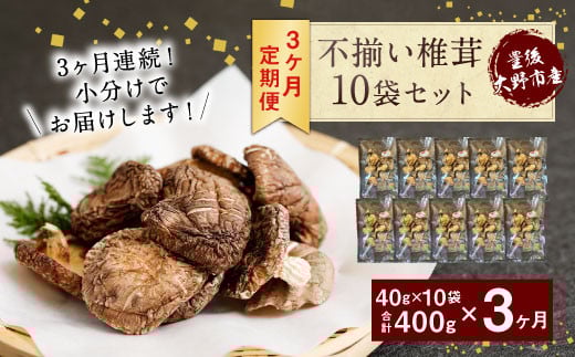 
            015-961x1 【定期便3ヶ月連続発送】不揃い 椎茸 10袋×3回
          