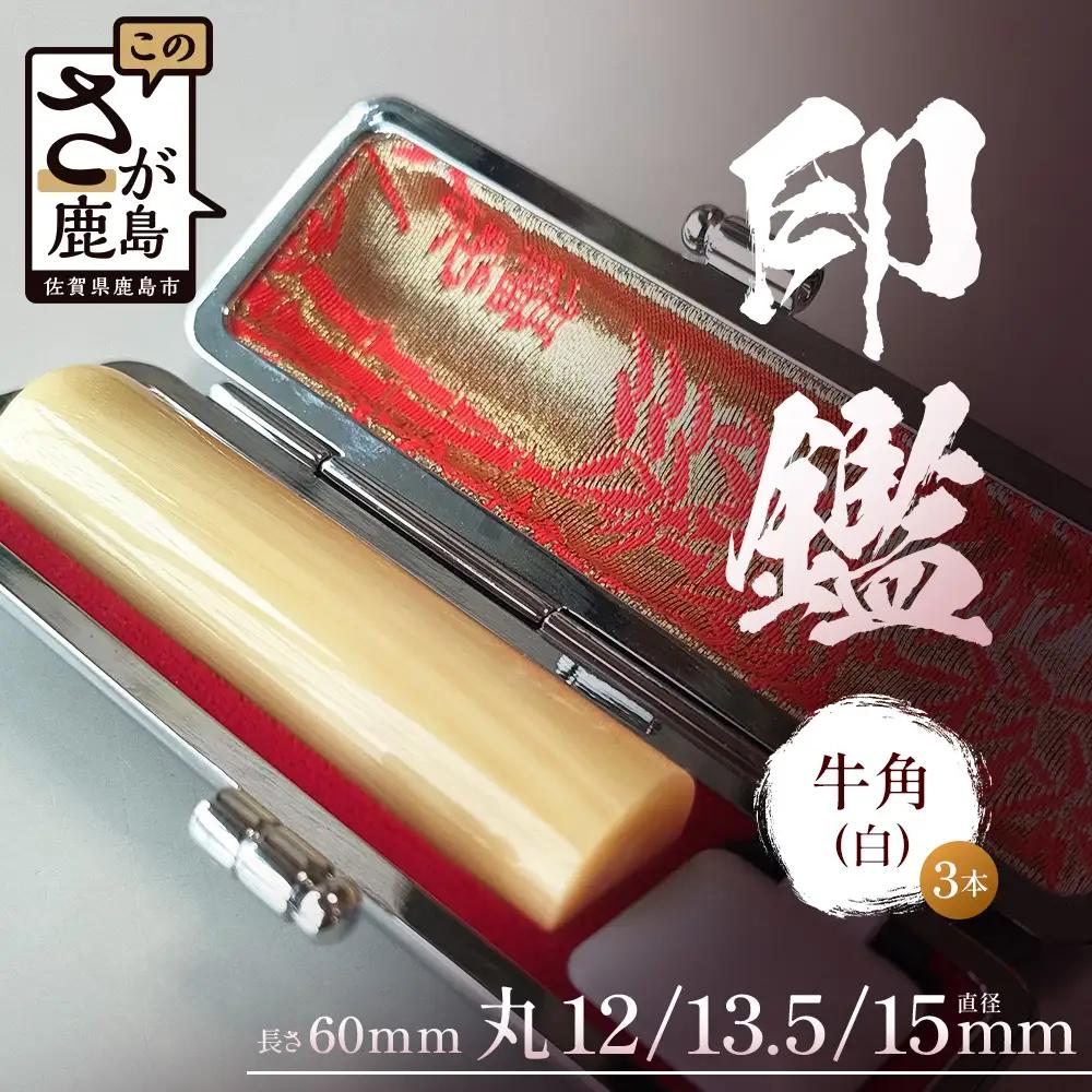 牛角（白）印鑑 実印 銀行印 認印 3本セット 各専用ケース付｜はんこ ハンコ 牛角（白）手彫り仕上げ オーダーメイド 進学 就職 結婚 御祝 贈答 印乃匠かしま 送料無料 佐賀県 鹿島市 R-12