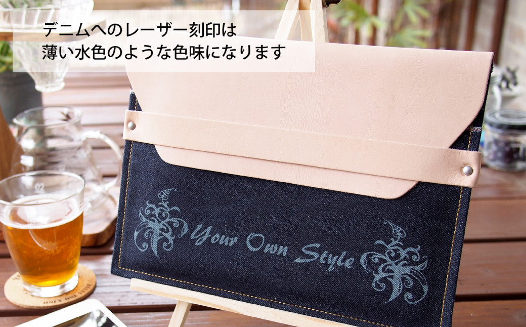 【刻印希望あり】児島デニム×本革 タブレットスリーブ ( ipad mini・タブレット 対応)