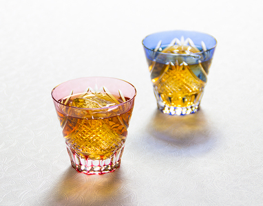 江戸切子 ペア冷酒杯〈富士〉カガミクリスタル TPS615-2950-AB | 冷酒杯 日本酒 江戸切子