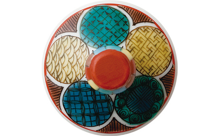 九谷和グラス　馬上グラス古九谷丸紋 F6P-2995