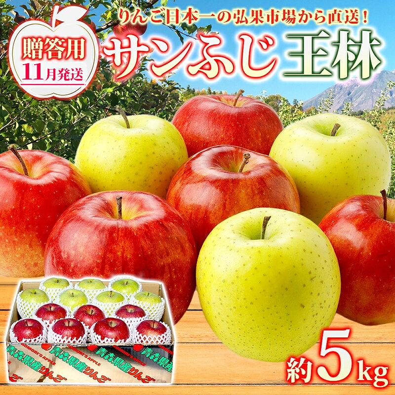 【ふるさと納税】【11月発送】 贈答用 サンふじ 王林 約5kg りんご 林檎 リンゴ 果物 フルーツ くだもの 旬 青森県産 お取り寄せ 詰め合わせ セット 人気 東北 名産 常温 産地直送 送料無料 青森県 西目屋村　お届け：2026年11月1日～2027年3月31日