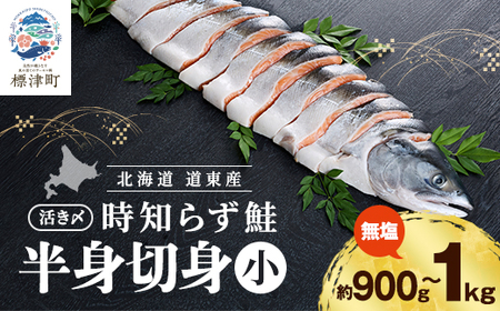 北海道道東産　活き〆時知らず鮭半身切身(小)約900g-1kg 北海道 人気 おすすめ さけ 天然_サケ しゃけ ときしらず トキシラズ 冷凍 真空パック 個包装 小分け 鮭切身 切り身 無塩 サーモン_【配送不可地域：離島】【1069437】