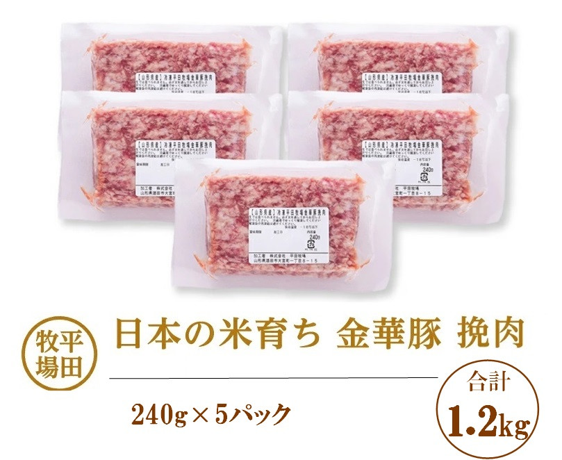 
SA2002　【平田牧場】日本の米育ち 金華豚 挽肉　計1.2kg(240g×5パック)
