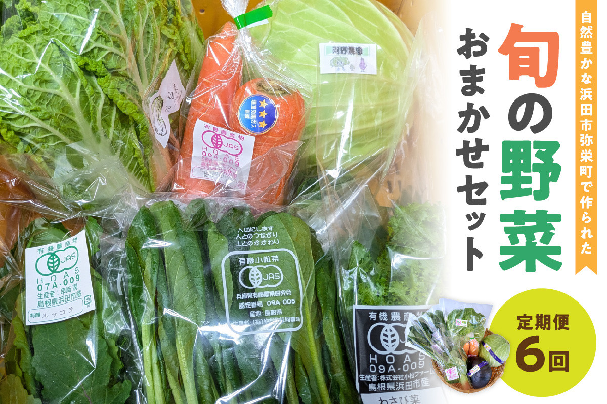 
            自然豊かな浜田市弥栄町で作られた「旬の野菜おまかせセット」（6回コース） 野菜 定期 6回 旬 詰め合わせ おまかせ 直送 野菜セット セット 【109_1348】
          