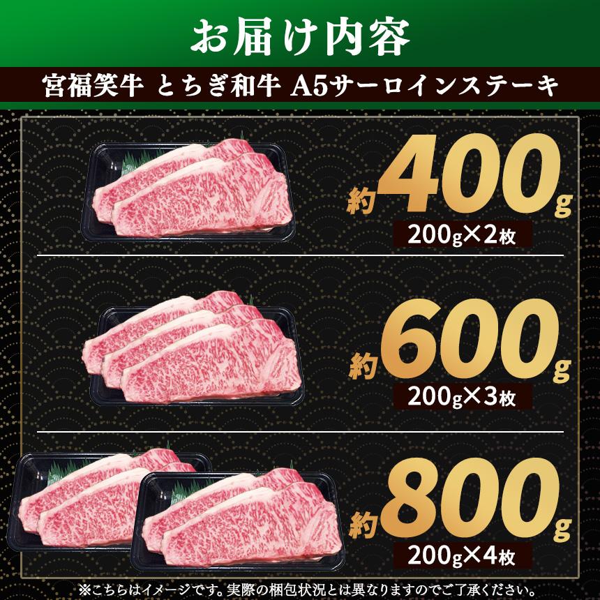 [定期便12回]宮福笑牛(とちぎ和牛) A5 サーロインステーキ 200g×3枚｜数量限定 黒毛 和牛 お肉 栃木県共通返礼品 栃木県産 600g | 定期便12回