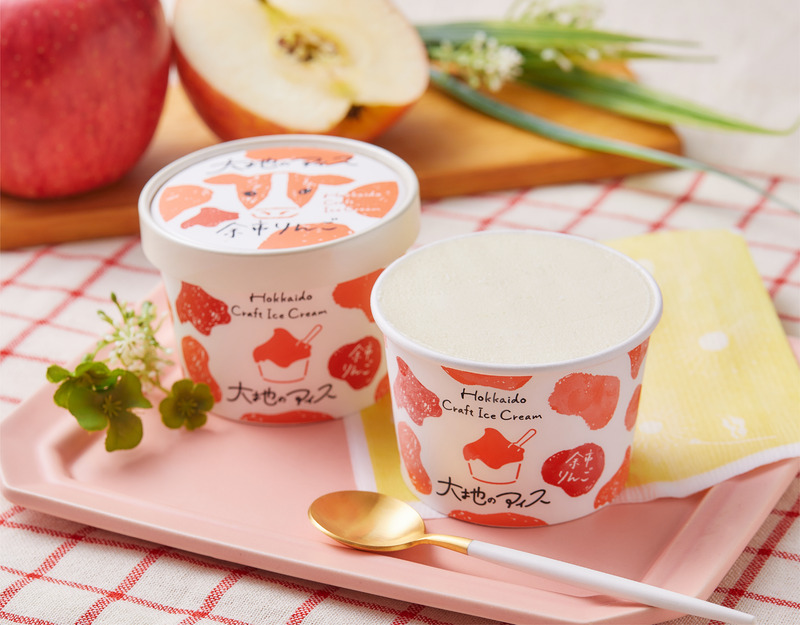 大地のアイス モウっと余市りんごセット クラフトアイスクリーム グラスフェッドミルク 素材の美味しさ アルコールフリー フルーツ シナモン 甘い 夏 秋 クリーミー 爽やか 彩り 乳化剤 安定剤 香料
