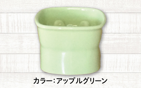 【美濃焼】 陶器製ペット用フードボウル 早食い防止 高台フードボウル 中 アップルグリーン pet110 瑞浪市 / ながしまプランニングオフィス エサ入れ 餌皿 犬 猫[AZBM026]