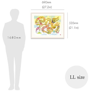 インテリア ［琉球イラストレーション］ 与儀勝之 『黄龍 / Yellow Dragon』 額装LLサイズ  BCAI026 アート