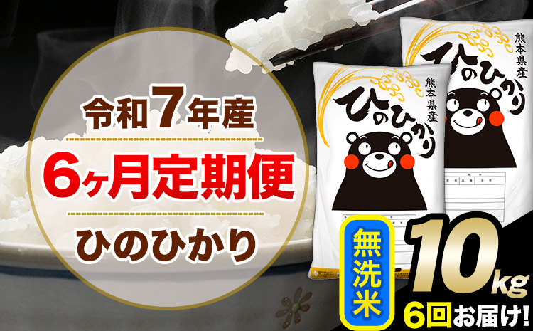 令和7年産 【6ヶ月定期便】 無洗米 ひのひかり 10kg 5kg×2袋《お申し込みの翌月から出荷》熊本県産 単一原料米 南阿蘇村 ひのひかり 送料無料 熊本県 米 コメ こめ 国産---hn7tei_132000_10kg_mo6_mna_m---