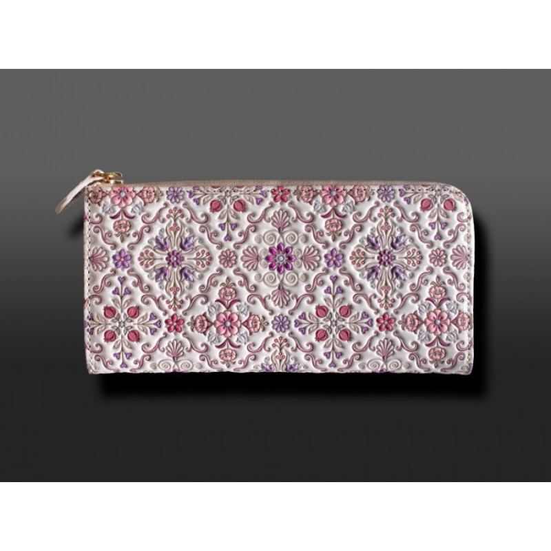 【浅草文庫】L字長財布 オリエント柄(カラー：ピンク)