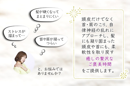 髪も頭皮もやわらかな癒しでご褒美タイムご利用券 ヘッドスパ 酵素トリートメント 高濃度酸素水 所要時間90分 髪質改善 ヘアケア 髪の柔軟剤 トリートメント ダメージヘア ストレス解消 肩こり改善 リ