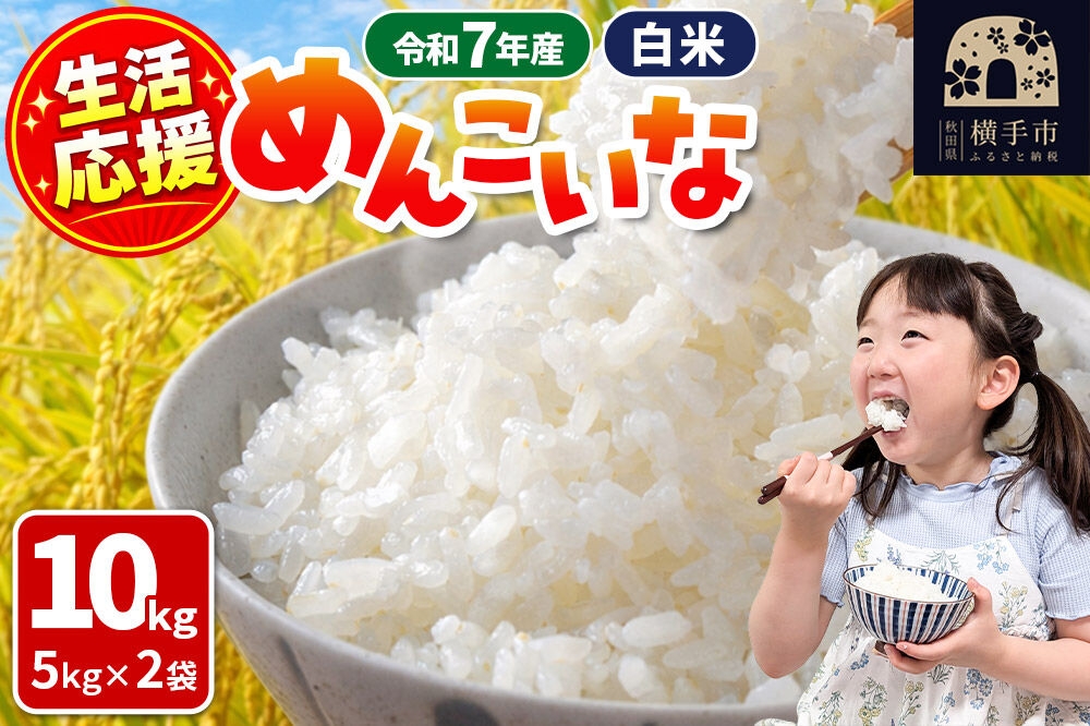 
                  生活応援 数量限定《令和7年産》【白米】めんこいな 10kg（5kg×2袋） 秋田県 横手市 [米 お米 こめ 白米 精米 めんこいな ご飯 ごはん 秋田県産]
                