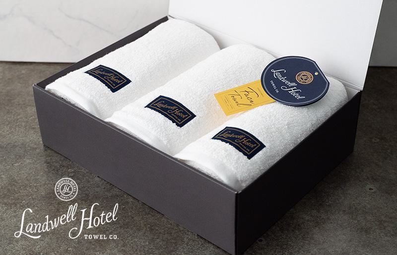 【TVで紹介！】Landwell Hotel フェイスタオル 3枚 ホワイト ギフト 贈り物【泉州タオル 国産 吸水 普段使い 無地 シンプル 日用品 家族 ファミリー】 G2628