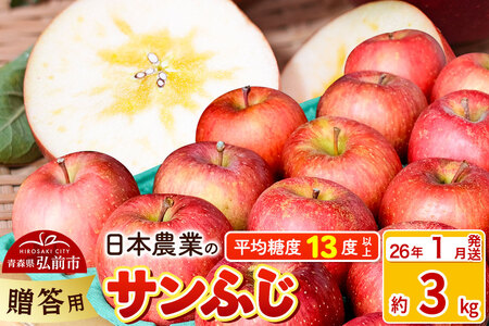【26年1月発送】りんご 平均糖度13度以上！ サンふじ 約3kg 贈答用 青森 果物 フルーツ 林檎 リンゴ くだもの