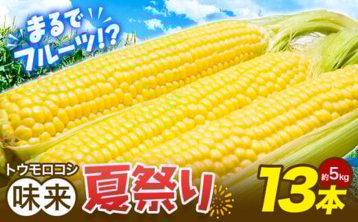 トウモロコシ 味来 夏祭り 13本 約5kg JA北つくばファーマーズマーケットきらいち結城店《6月中旬-7月中旬頃出荷》 茨城県 結城市 野菜 甘味が強い 柔らかい ジューシー フルーティー 夏野菜 コーン【配送不可地域 本州以外】（離島不可）
