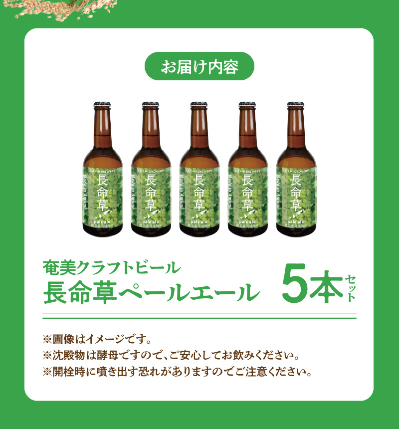 奄美クラフトビール＜長命草ペールエール＞5本セット - クラフトビール ペールエール 330ml 5本 家飲み 地ビール 瓶ビール 鹿児島 奄美大島 長命草-1001