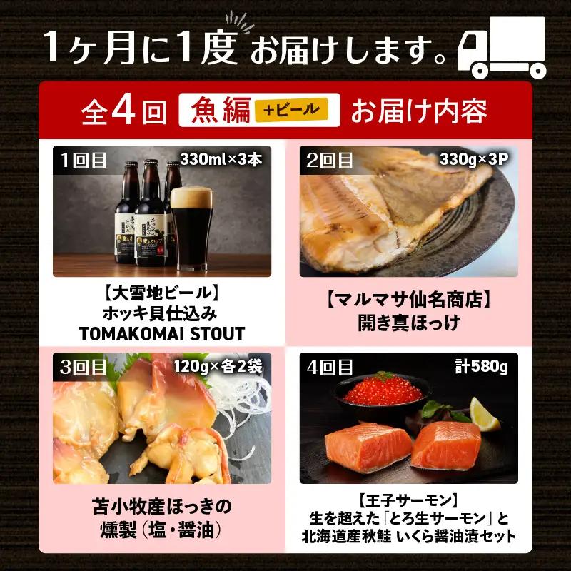【 全4回 】とまこまい のんだくれ 定期便 ～ ビール & 魚編 ～ T000-T06-01 魚 酒