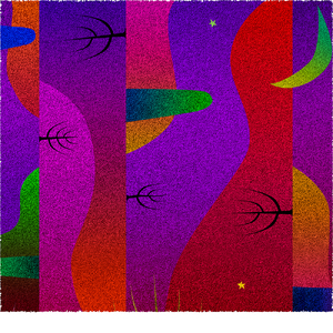 【絵画】 ピエゾグラフ 「夜と丘」 額装サイズ 266mmx266mm 【 アート インテリア 現代版画 】
